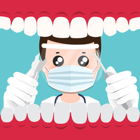 Dental instruments and Tooth. Teeth examination dentistry concept.Â のイラスト素材