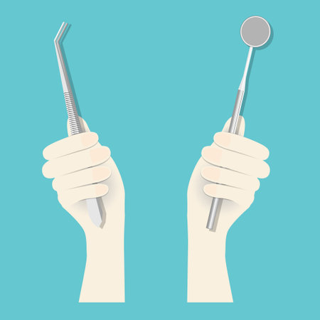Dentist and Human teeth. Dental care background. Vector illustrationのイラスト素材