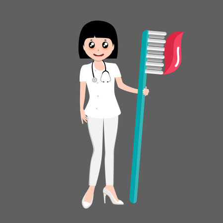 Dentist and Human teeth. Dental care background. Vector illustration.のイラスト素材