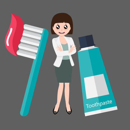 Dentist and Human teeth. Dental care background. Vector illustrationのイラスト素材