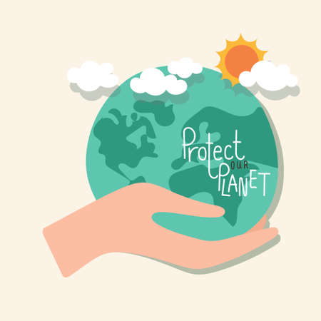 ECO FRIENDLY. Ecology concept with Green Eco Earth and Trees. Vector illustrationのイラスト素材