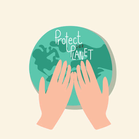 ECO FRIENDLY. Ecology concept with Green Eco Earth and Trees. Vector illustrationのイラスト素材