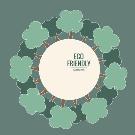 ECO FRIENDLY. Ecology concept with hand holding tree. Vector illustrationのイラスト素材