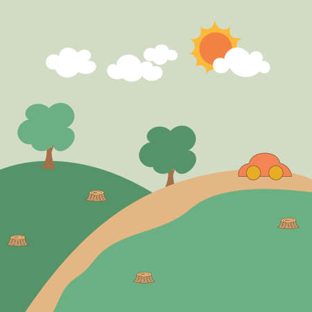 ECO FRIENDLY. Ecology concept with hand holding tree. Vector illustrationのイラスト素材