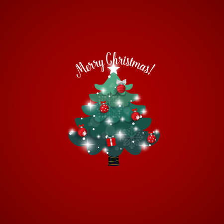 Decorated Christmas tree. Merry Christmas and Happy New Year background. Vector illustrationのイラスト素材
