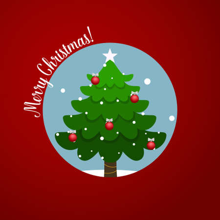 Decorated Christmas tree. Merry Christmas and Happy New Year background. Vector illustrationのイラスト素材