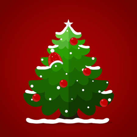 Decorated Christmas tree. Merry Christmas and Happy New Year background. Vector illustrationのイラスト素材