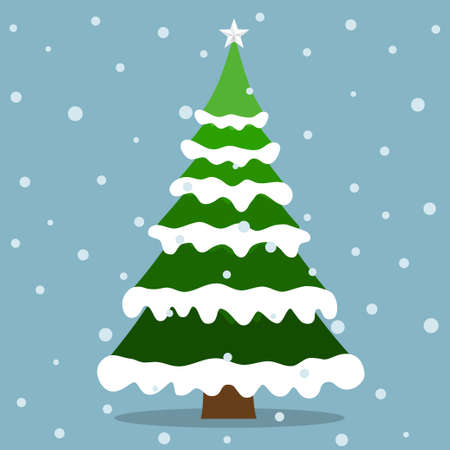 Decorated Christmas tree. Merry Christmas and Happy New Year background. Vector illustrationのイラスト素材