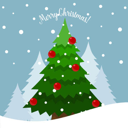 Decorated Christmas tree. Merry Christmas and Happy New Year background. Vector illustrationのイラスト素材