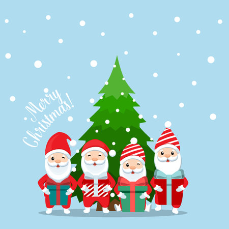 Christmas Greeting Card with Santa Claus. Vector illustrationのイラスト素材