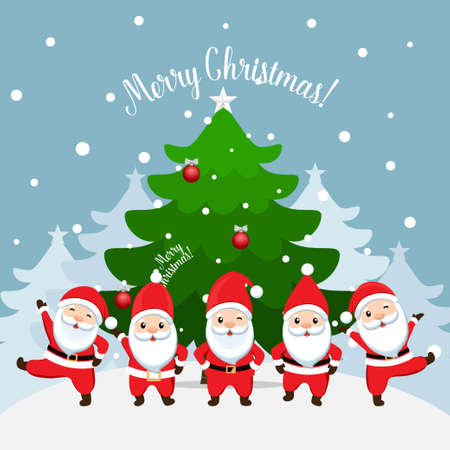 Christmas Greeting Card with Santa Claus. Vector illustrationのイラスト素材