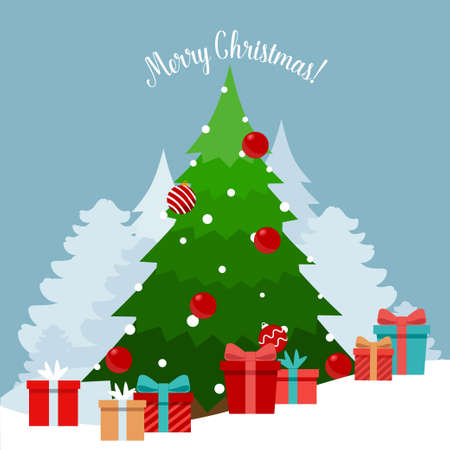 Christmas Greeting Card with Santa Claus. Vector illustrationのイラスト素材