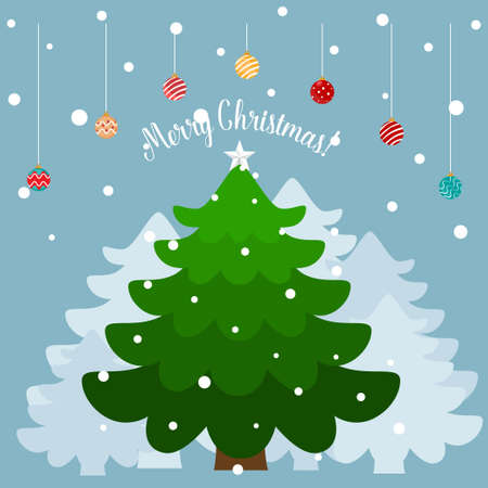 Decorated Christmas tree. Merry Christmas and Happy New Year background. Vector illustrationのイラスト素材