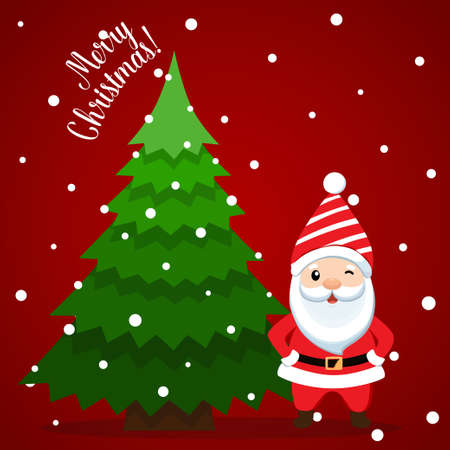 Christmas Greeting Card with Santa Claus. Vector illustrationのイラスト素材