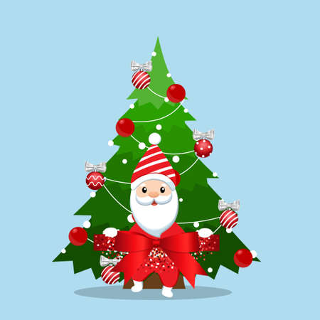 Christmas Greeting Card with Santa Claus. Vector illustrationのイラスト素材