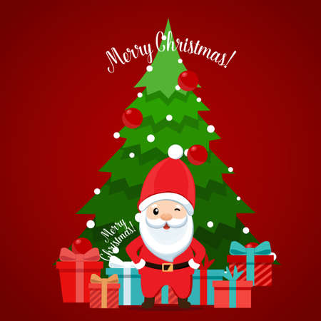 Christmas Greeting Card with Santa Claus. Vector illustrationのイラスト素材