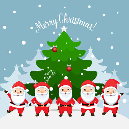 Christmas Greeting Card with Santa Claus. Vector illustrationのイラスト素材