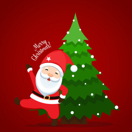 Christmas Greeting Card with Santa Claus. Vector illustrationのイラスト素材