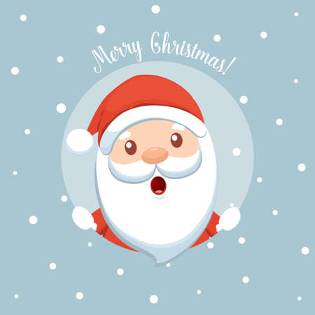 Santa Claus and Decorated Christmas tree. Merry Christmas and Happy New Year background. Vector illustrationのイラスト素材