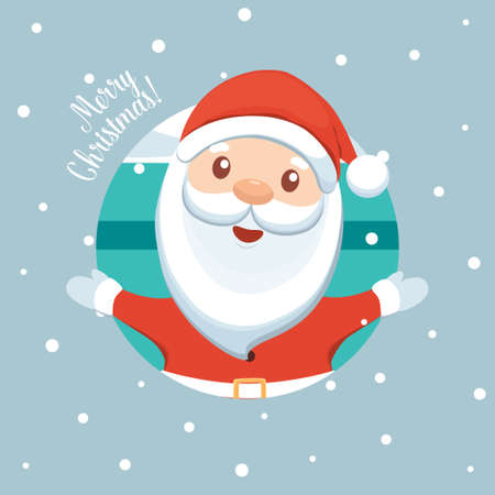 Santa Claus and Decorated Christmas tree. Merry Christmas and Happy New Year background. Vector illustrationのイラスト素材