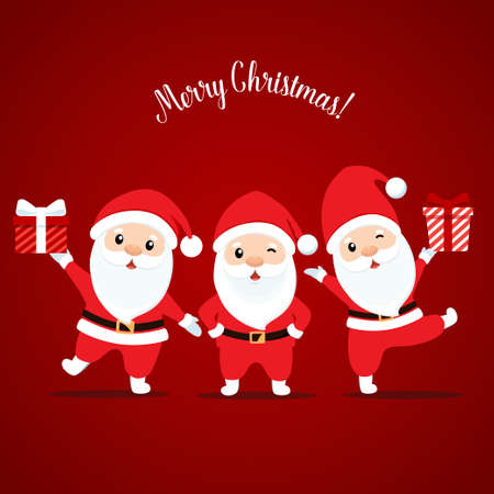Santa Claus and Decorated Christmas tree. Merry Christmas and Happy New Year background. Vector illustrationのイラスト素材