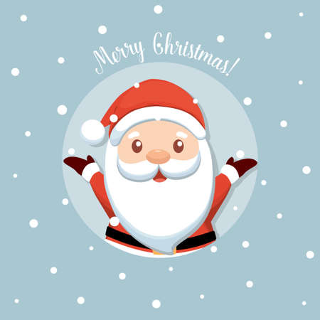 Santa Claus and Decorated Christmas tree. Merry Christmas and Happy New Year background. Vector illustrationのイラスト素材