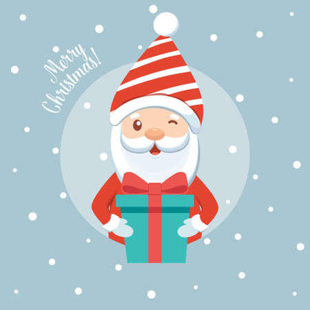 Santa Claus and Christmas tree. Merry Christmas and Happy New Year background. Vector illustrationのイラスト素材