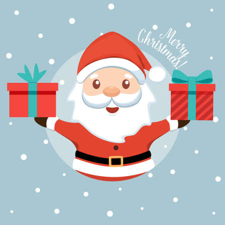 Santa Claus and Christmas tree. Merry Christmas and Happy New Year background. Vector illustrationのイラスト素材