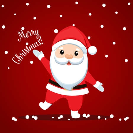 Santa Claus and Christmas tree. Merry Christmas and Happy New Year background. Vector illustrationのイラスト素材