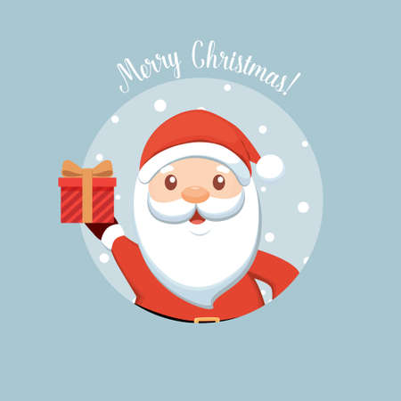 Santa Claus and Decorated Christmas tree. Merry Christmas and Happy New Year background. Vector illustrationのイラスト素材