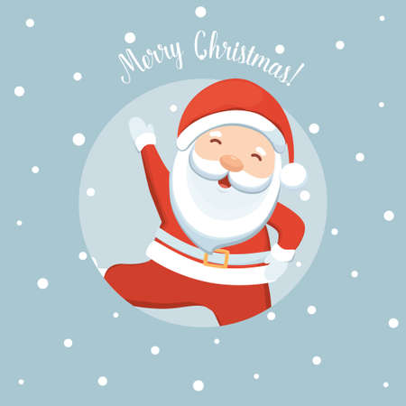 Santa Claus and Decorated Christmas tree. Merry Christmas and Happy New Year background. Vector illustrationのイラスト素材