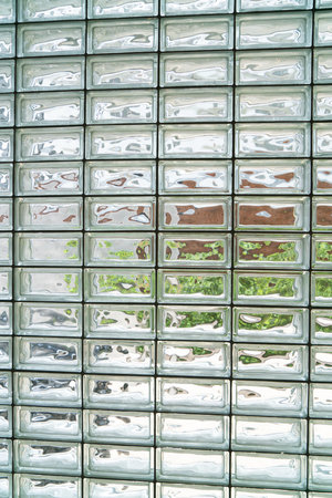 a glass block wall background, interior designの写真素材