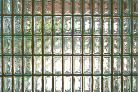 a glass block wall background, interior designの写真素材