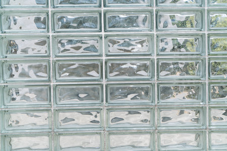 a glass block wall background, interior designの写真素材