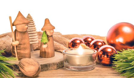 wooden Christmas figureの写真素材