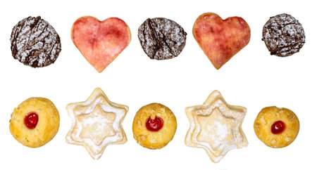 colorful mix of homemade christmas cookies biscuits isolated on white
