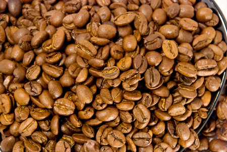 	 grains of coffee on a plate