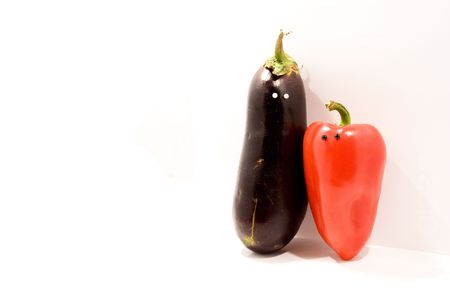  eggplant and pepper in the eyesの写真素材