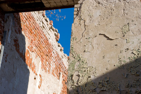  walls of the destroyed buildingの写真素材