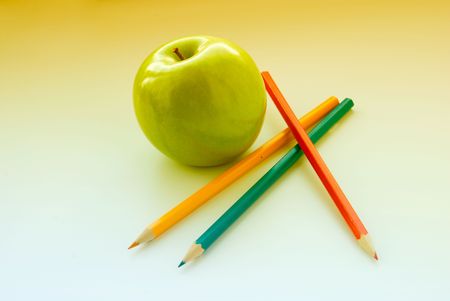 apple and pencilsの写真素材