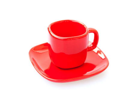 cup red isolated on whiteの写真素材