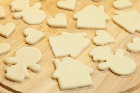 cut in the dough snowman, heart, and  houseの写真素材