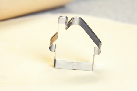 forms for the cookies, rolling pin and doughの写真素材