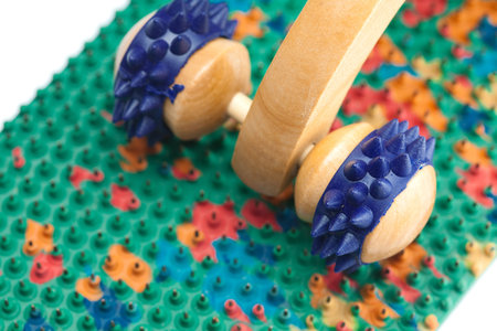 background from the masseur with needlesの写真素材