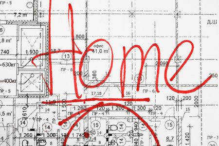background of architectural drawing and inscription home