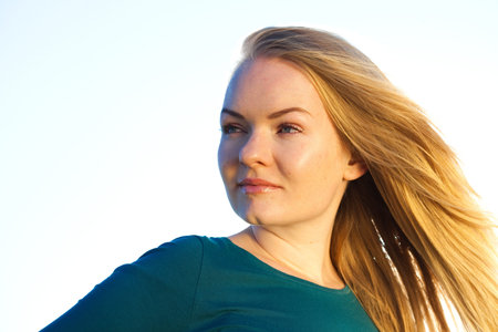 portrait of a beautiful young woman  outdoorの写真素材