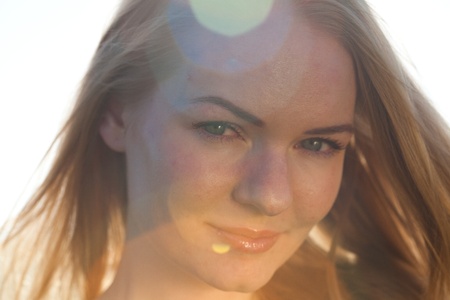 portrait of a beautiful young woman  outdoorの写真素材