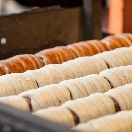 biscuits in sugar roasting on a spitの写真素材