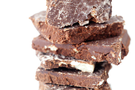 stack of chocolate isolated on white