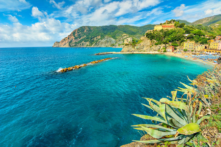 Panorama of Monterosso,Cinque Terre National Park,Liguria,Italy,Europeの写真素材